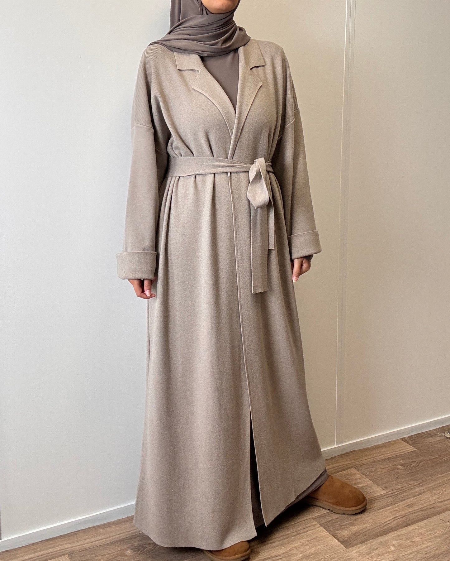 Beige knit trench