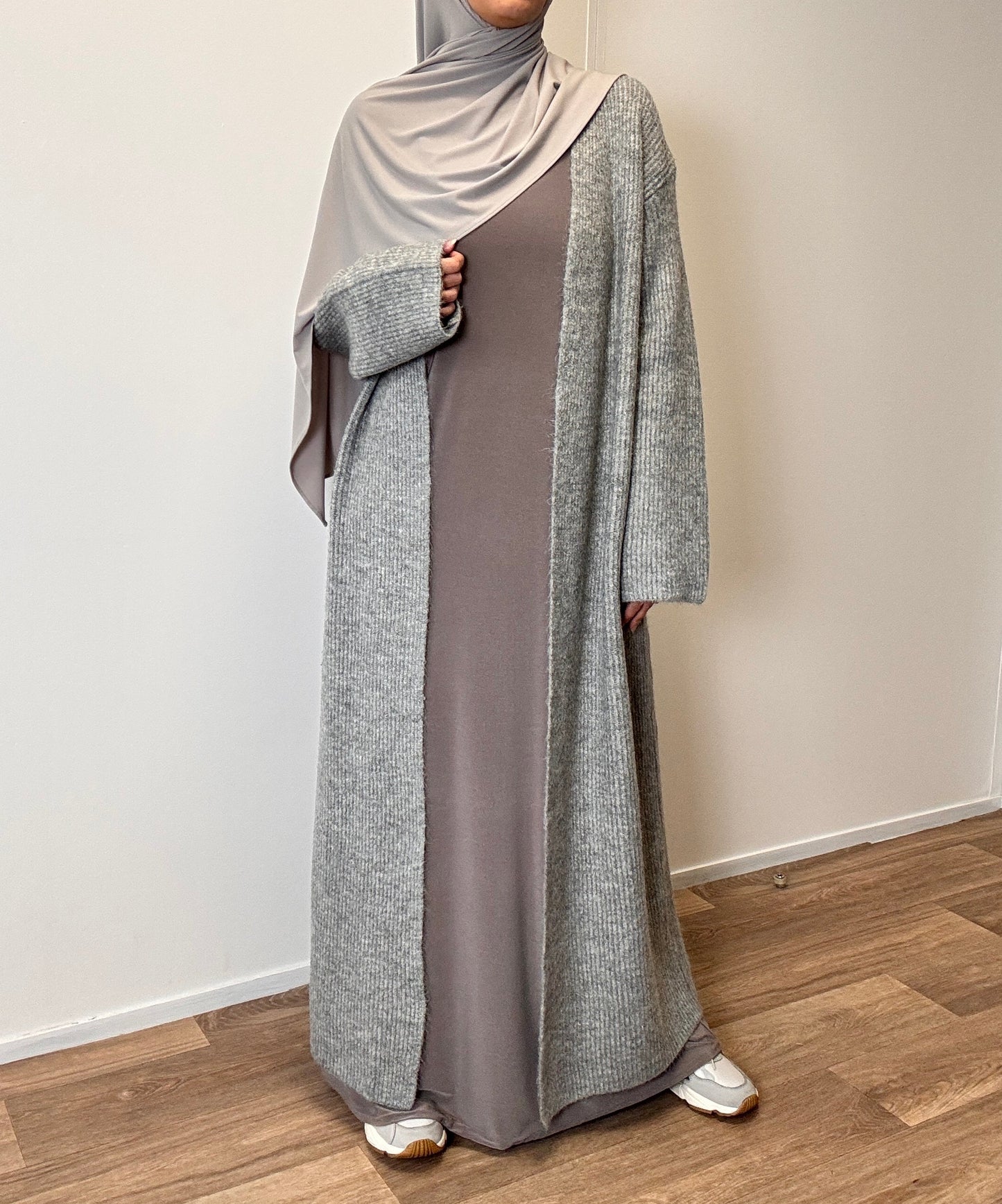 cardigan en maille gris clair