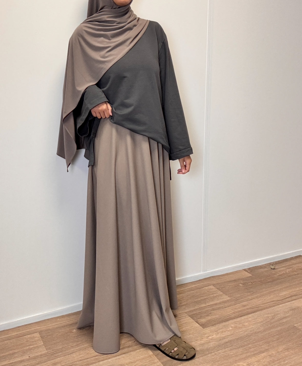 Taupe flared skirt