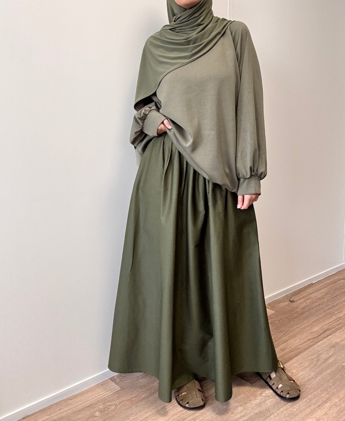 Khaki cotton skirt