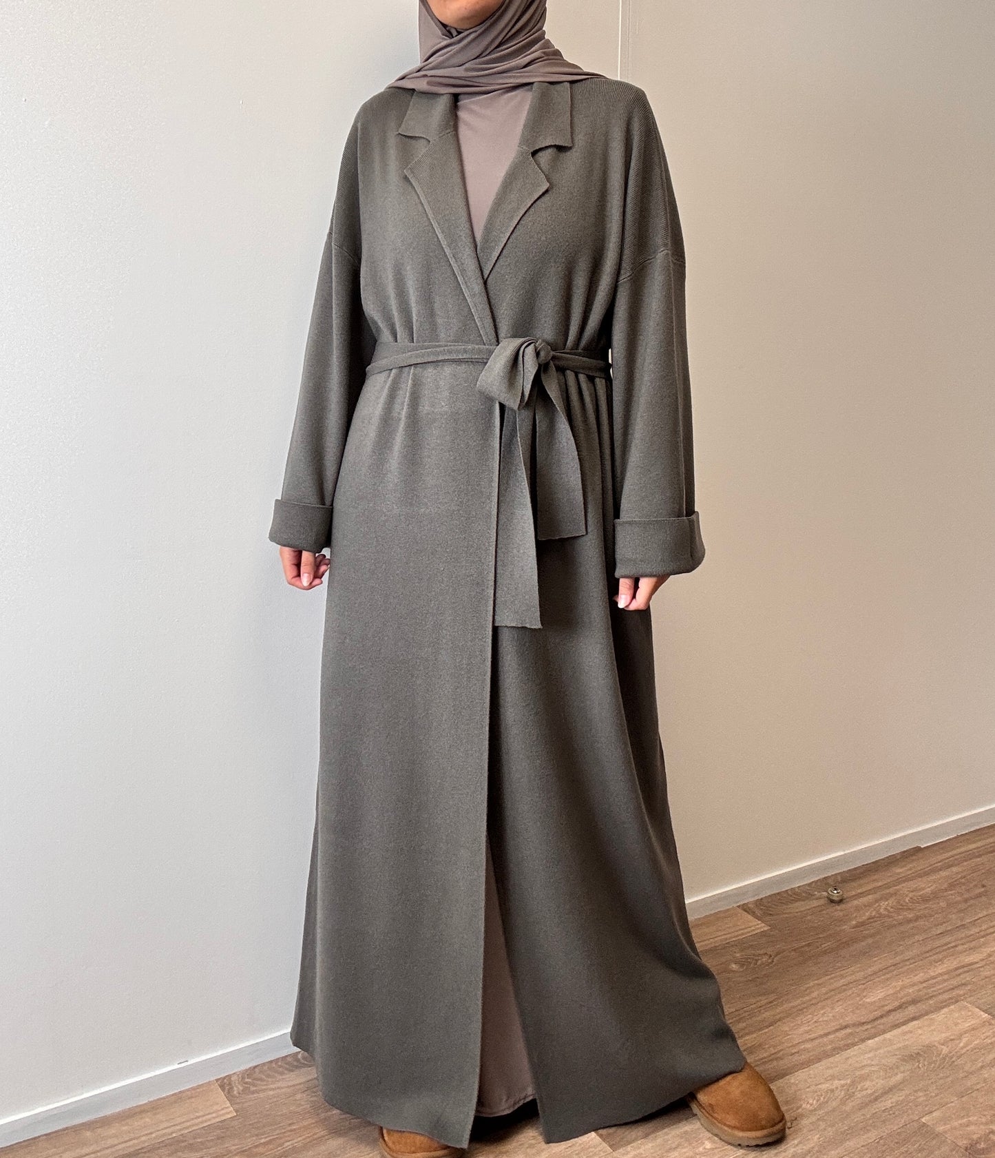 Grey knit trench