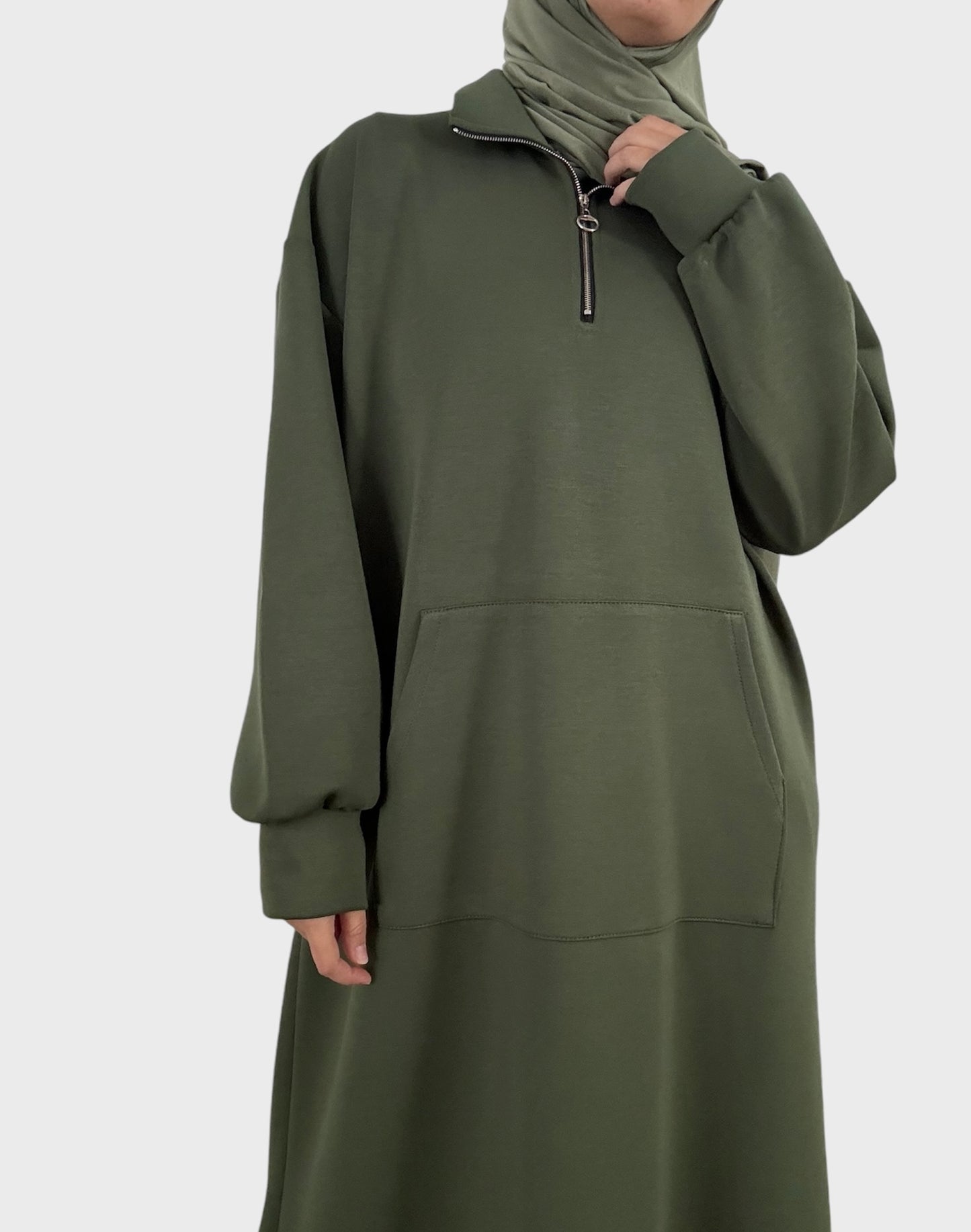 Robe zippée kaki