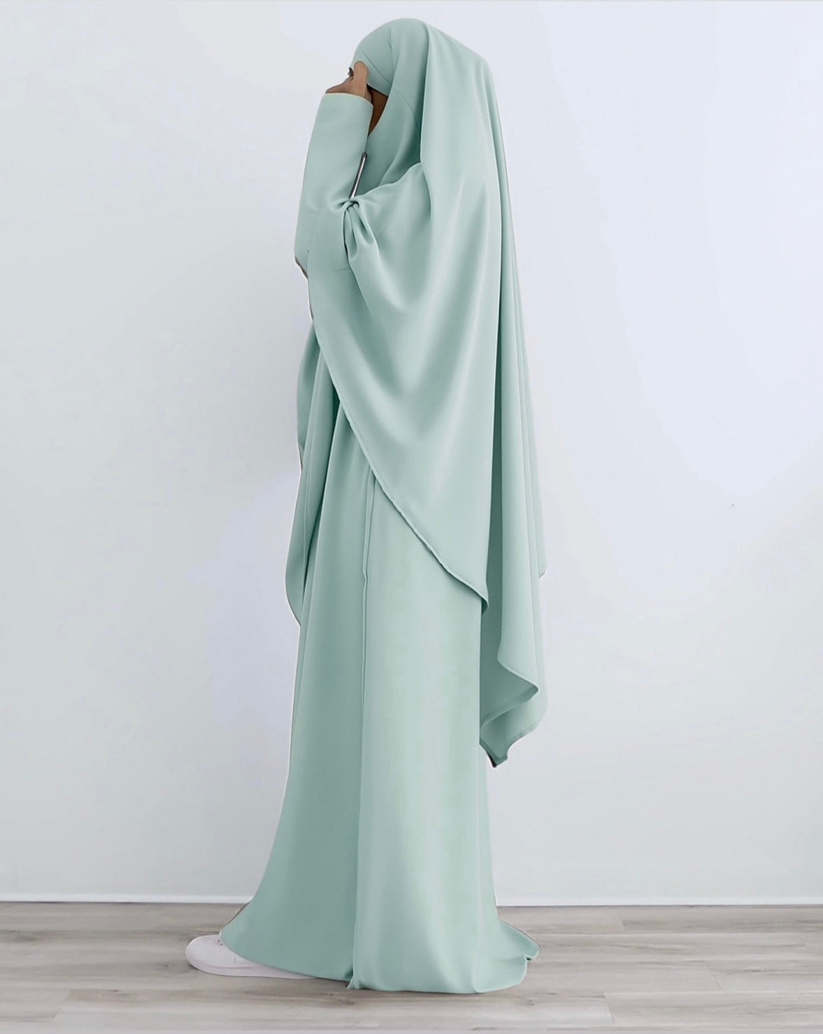 Ensemble abaya et khimar menthe