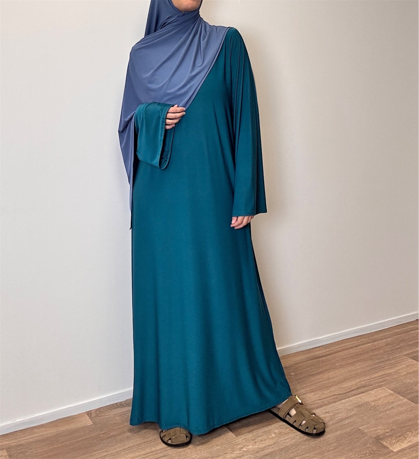 abaya en jersey premium bleu sarcelle