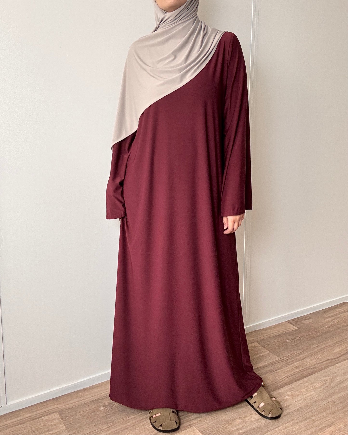 Burgundy jersey premium abaya