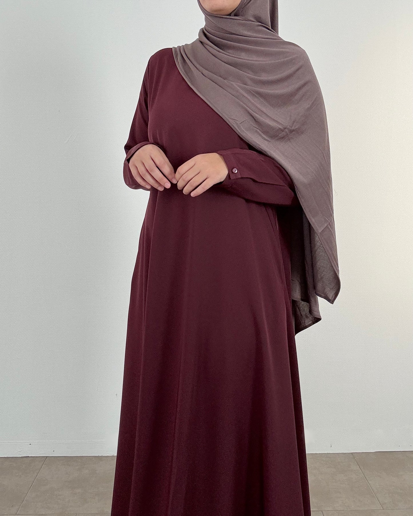 Prune flared abaya