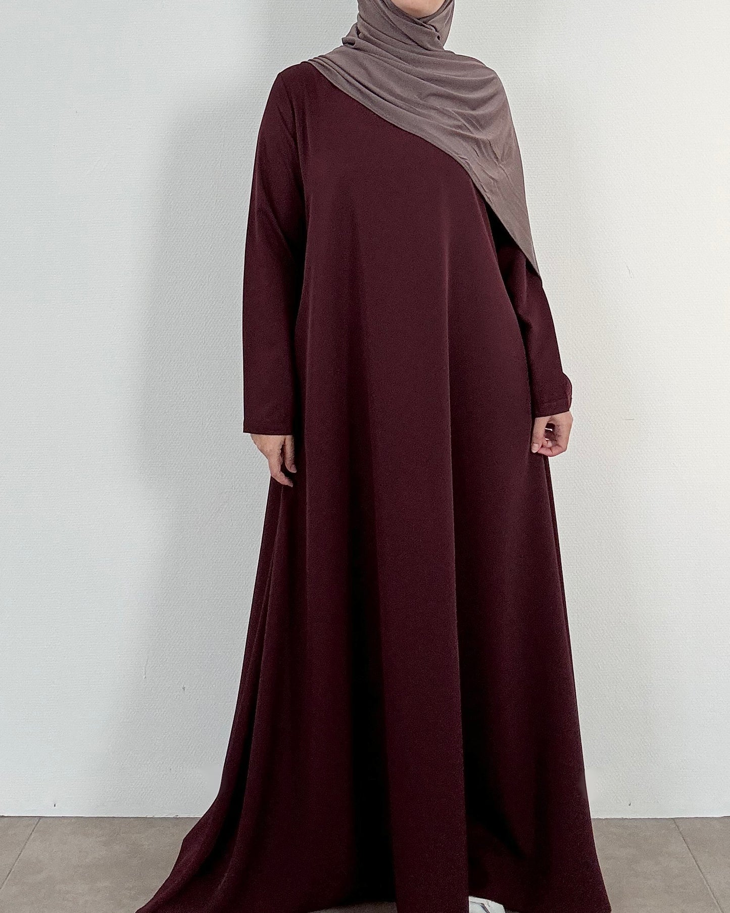 Prune flared abaya