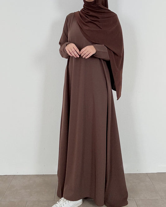 Abaya évasée marron
