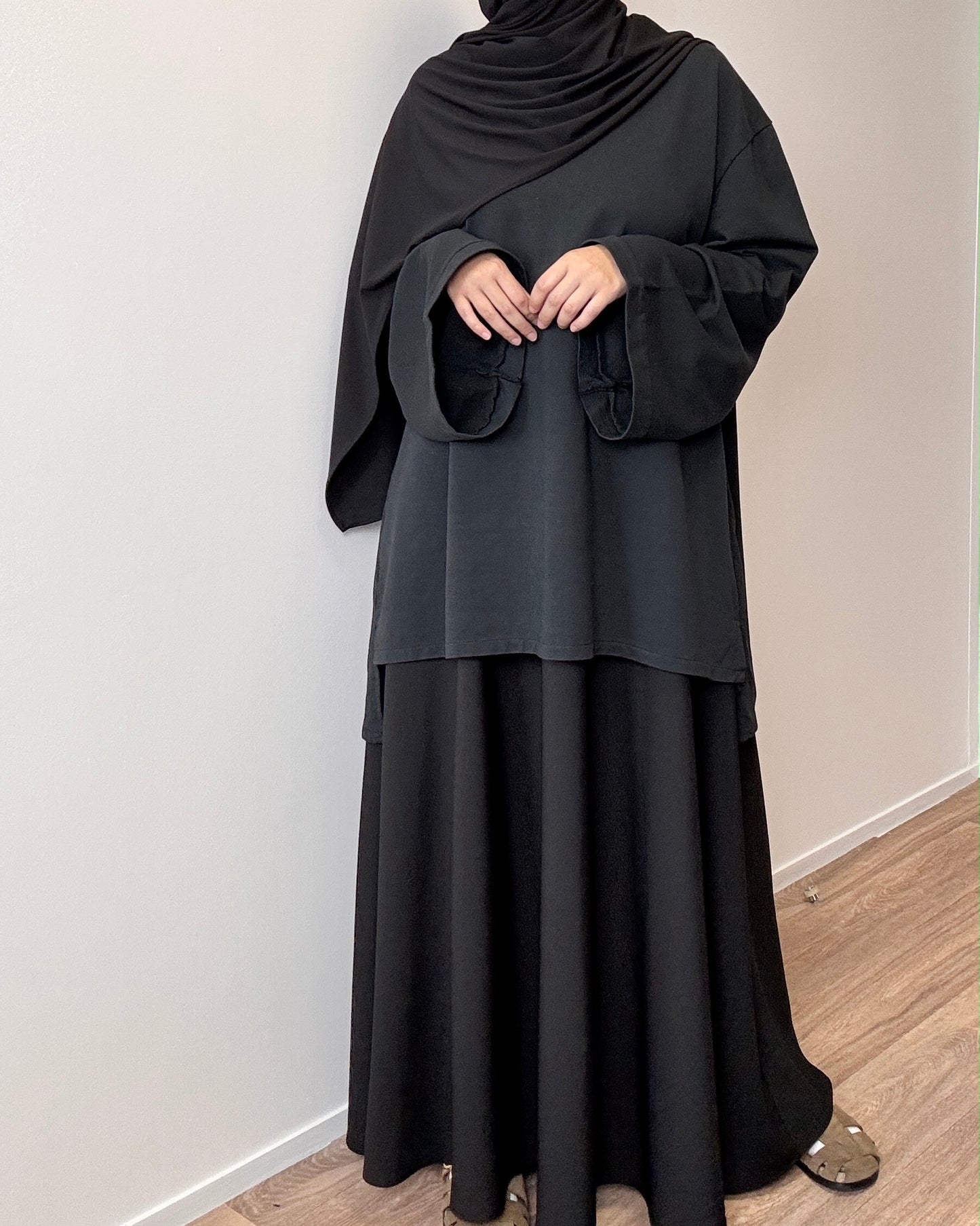 Black flared skirt