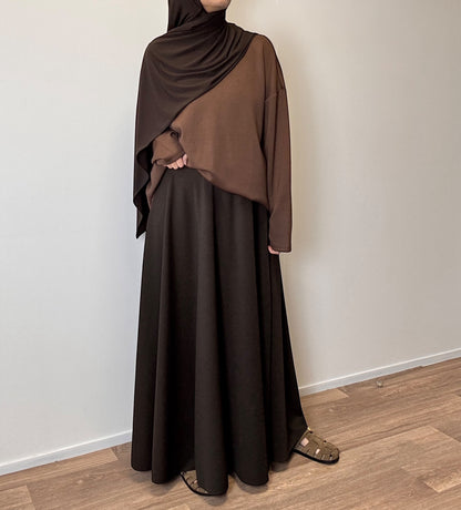 Brown flared skirt