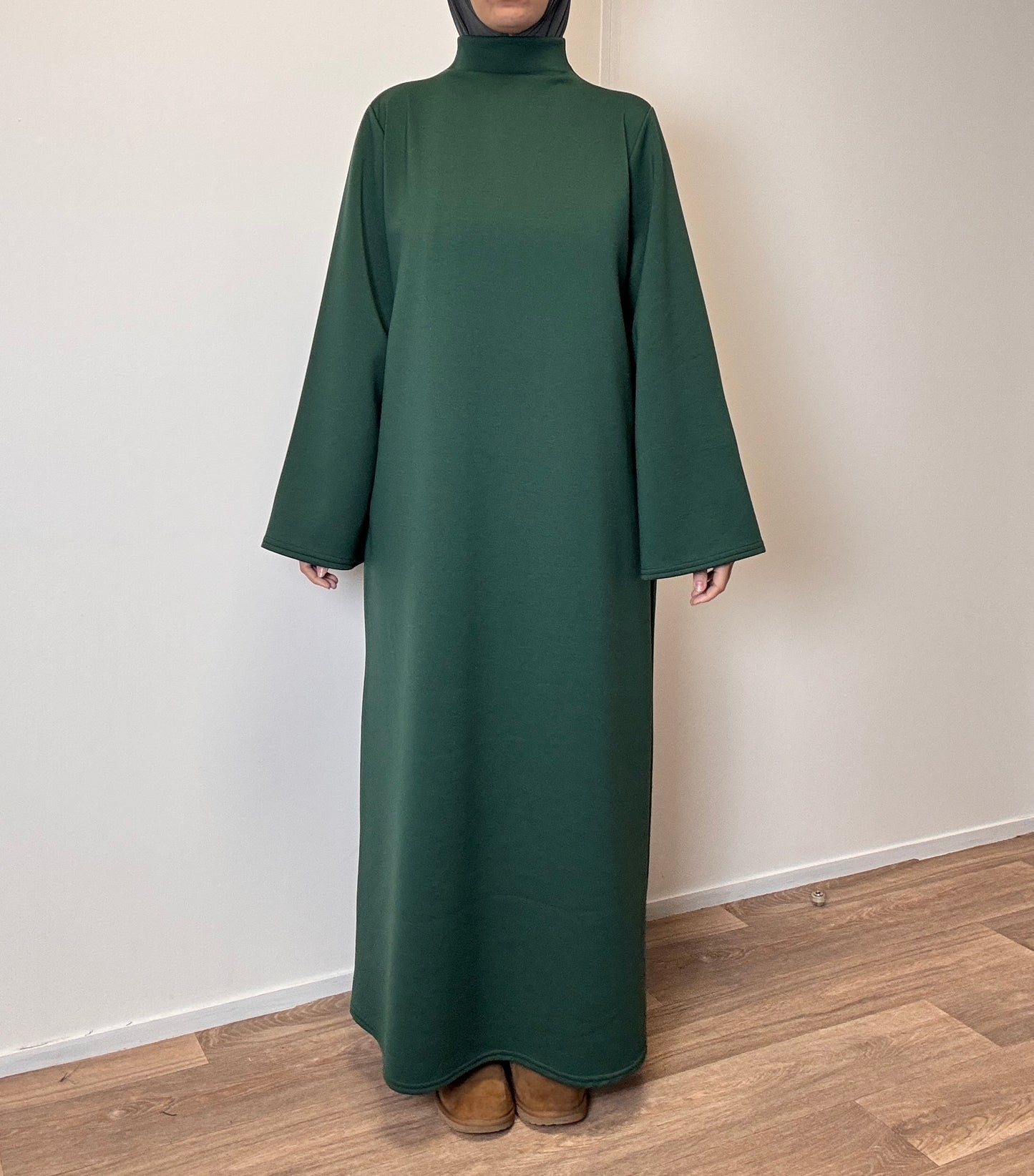 abaya hiver en jersey vert sapin