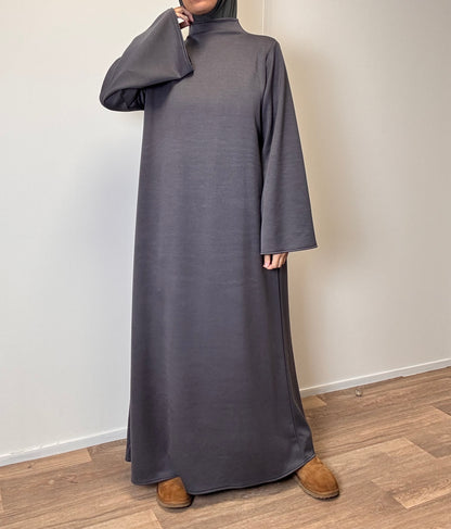 abaya hiver en jersey anthracite