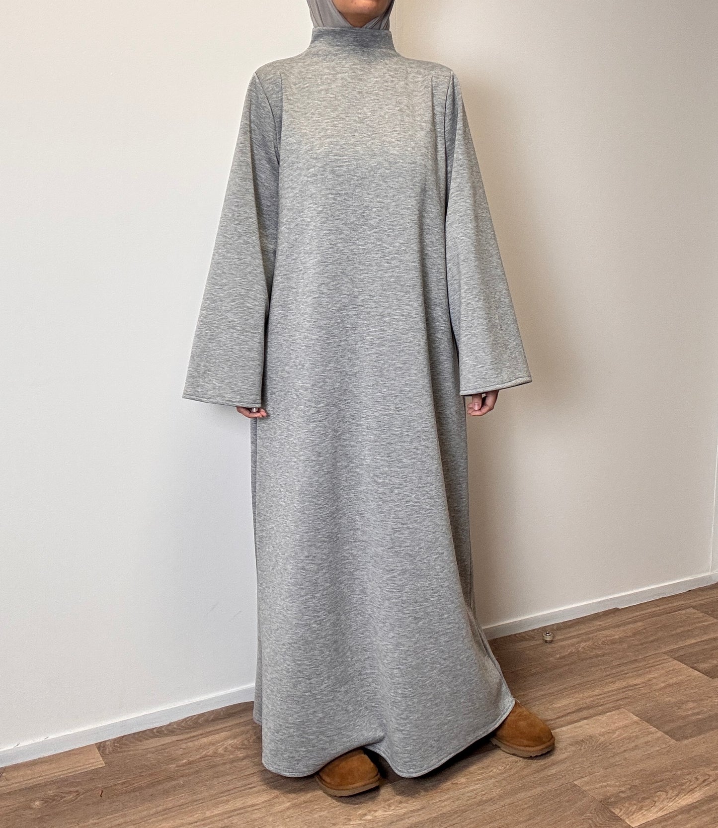 abaya hiver en jersey gris chiné