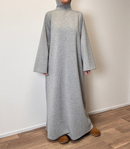 abaya hiver en jersey gris chiné