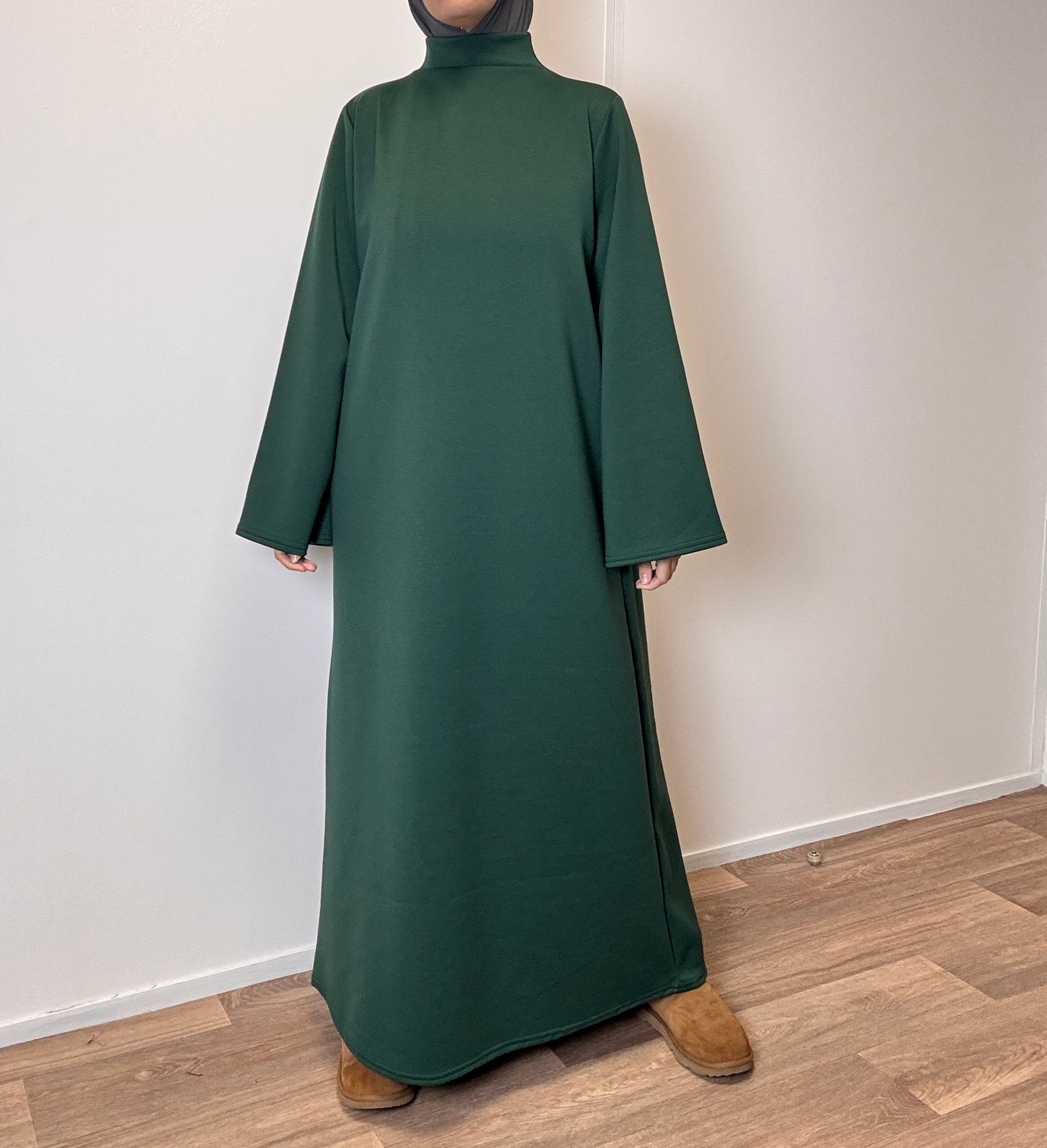 abaya hiver en jersey vert sapin