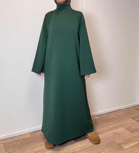 abaya hiver en jersey vert sapin