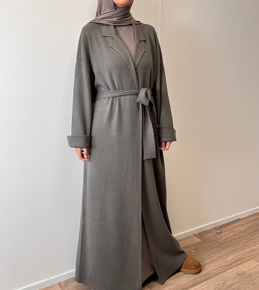 Grey knit trench