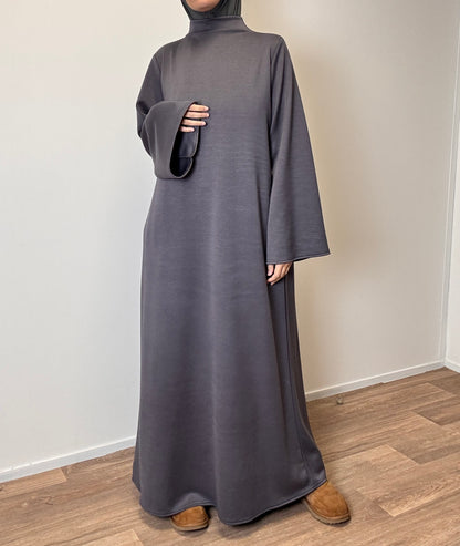 abaya hiver en jersey anthracite