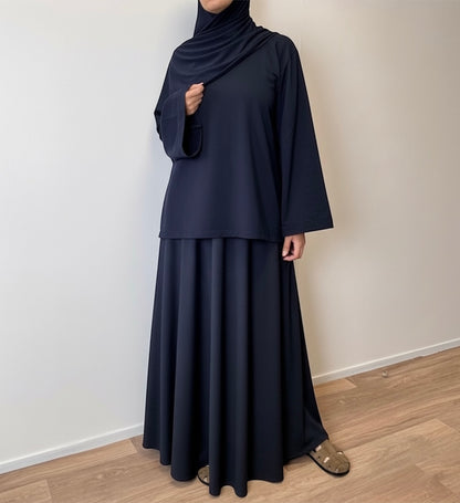 Navy flared skirt