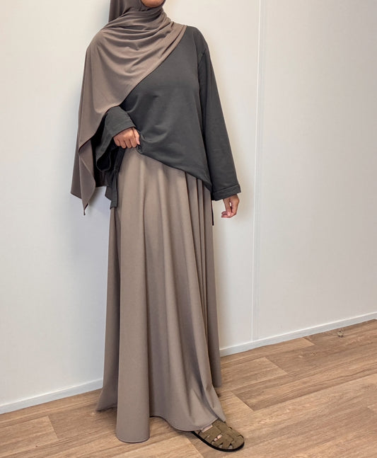 Taupe flared skirt
