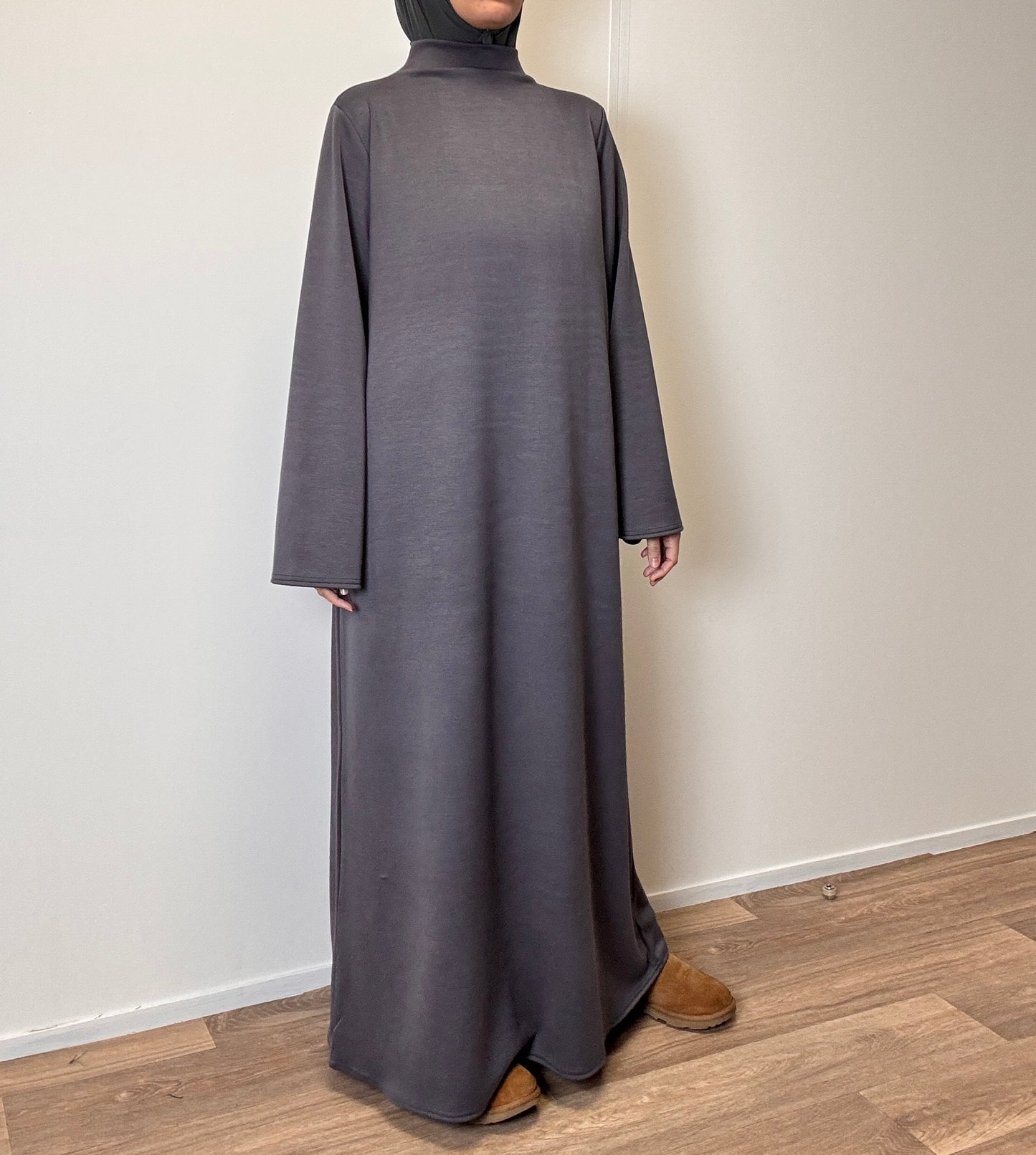 abaya hiver en jersey anthracite