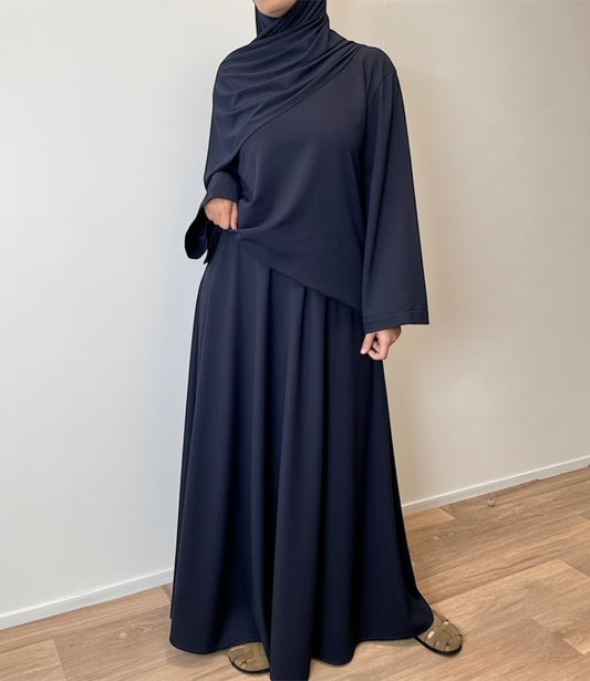 Navy flared skirt