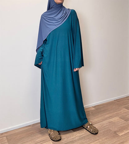 abaya en jersey premium bleu sarcelle