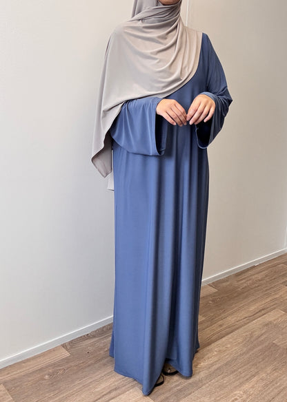 Abaya en jersey bleu premium