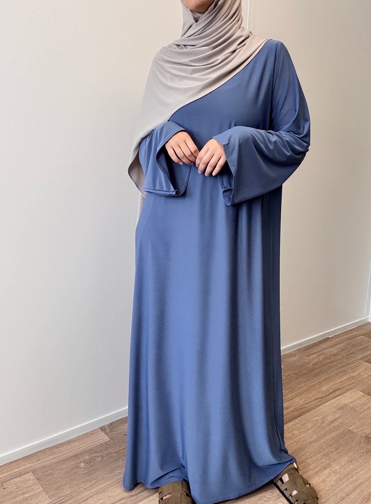 Abaya en jersey bleu premium