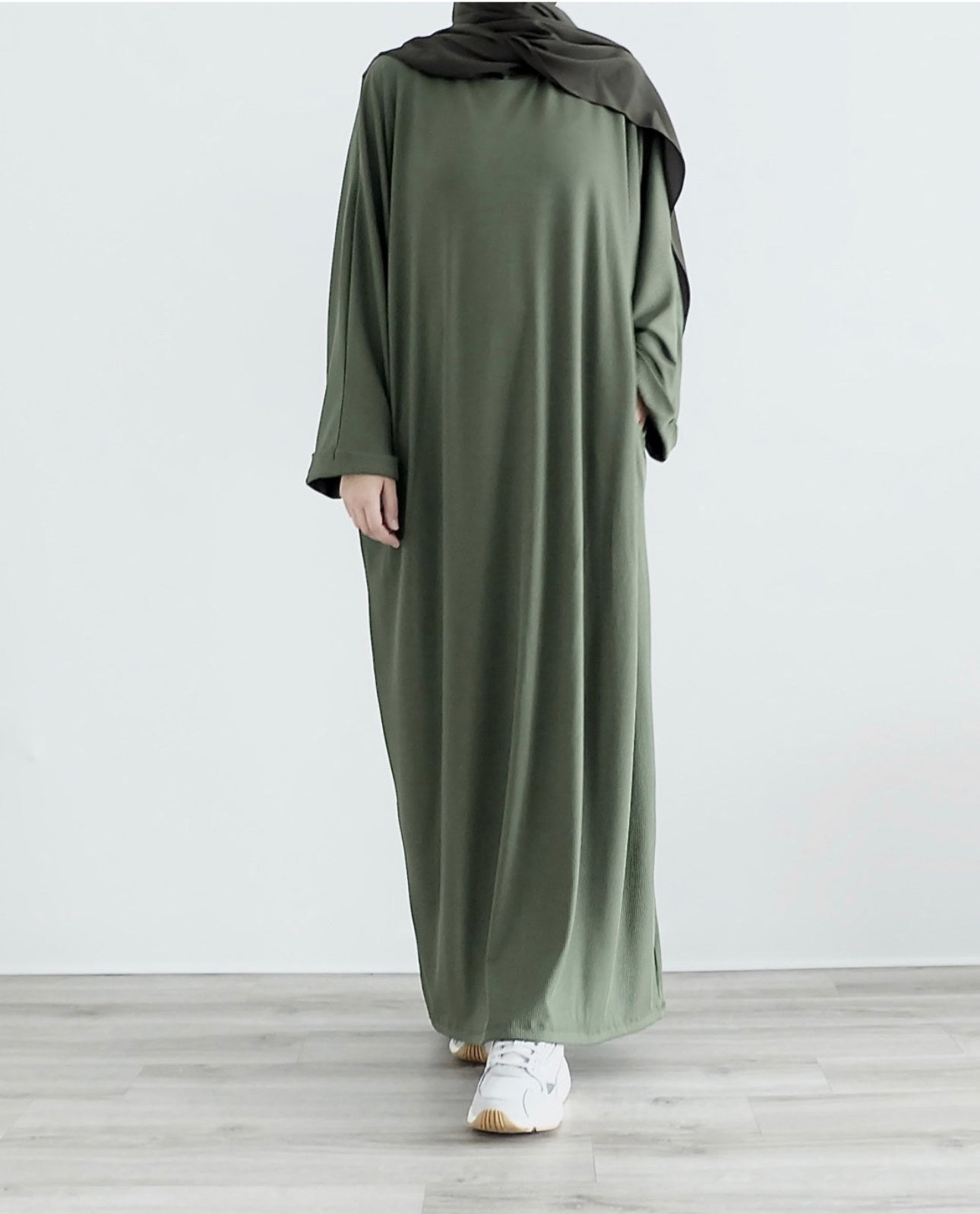 Khaki jersey Abaya