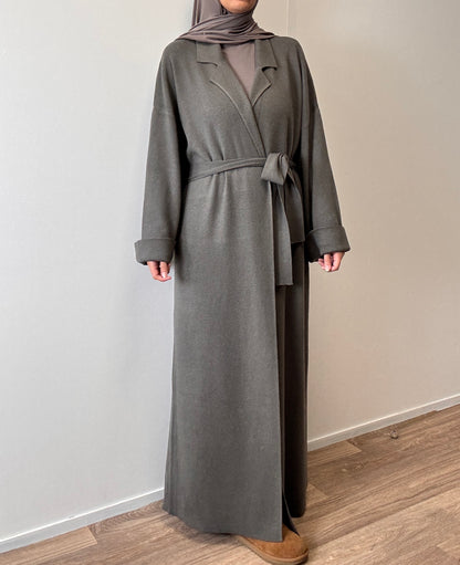 Grey knit trench