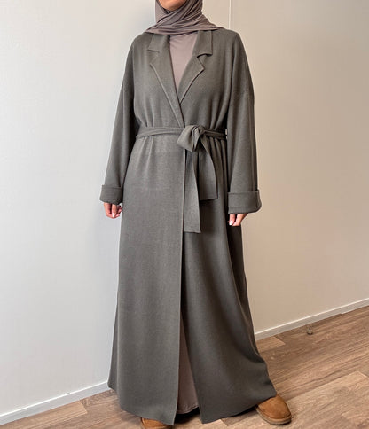 Grey knit trench