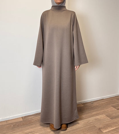 abaya hiver en jersey taupe