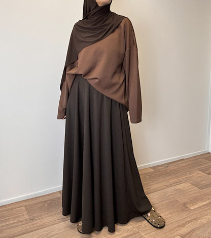 Brown flared skirt