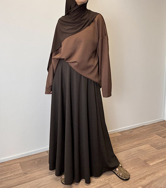 Brown flared skirt