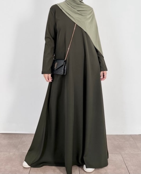Khaki flared abaya