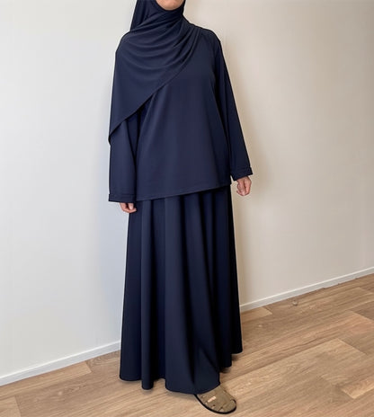 Navy flared skirt