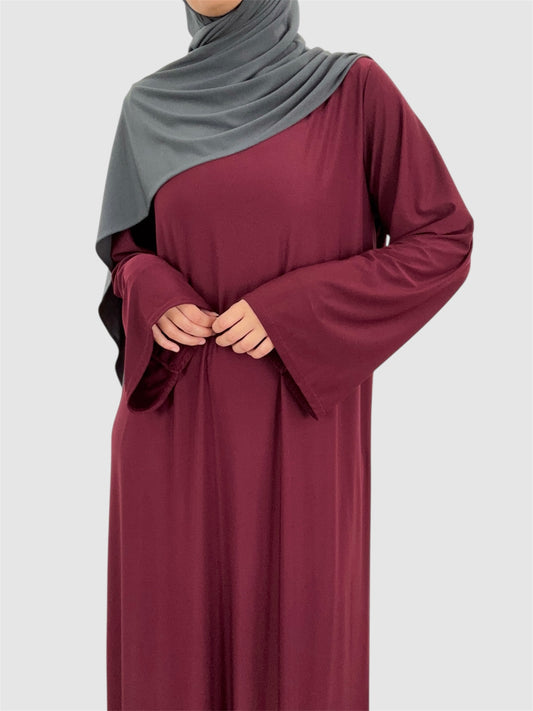 Burgundy jersey premium abaya