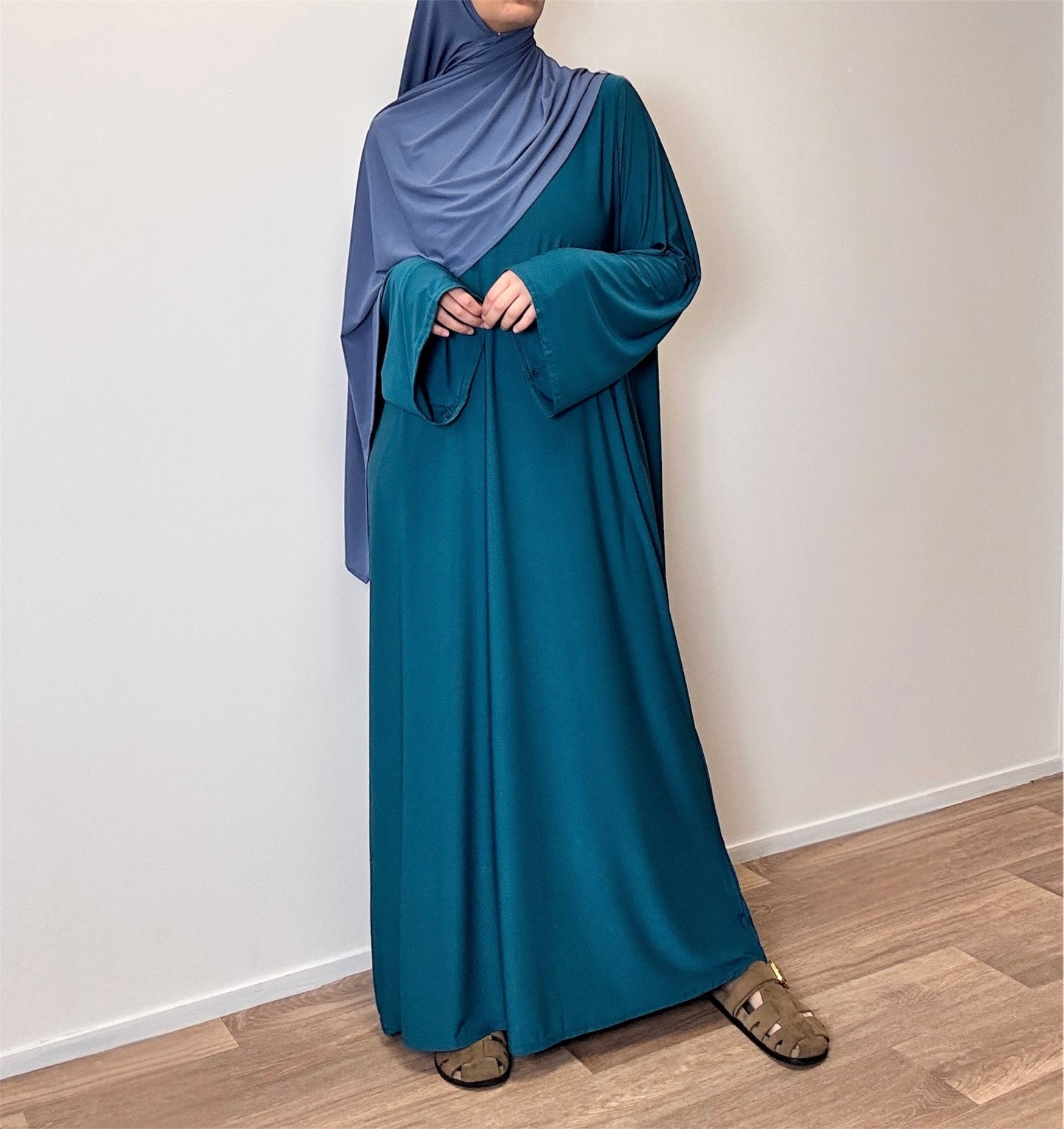 abaya en jersey premium bleu sarcelle