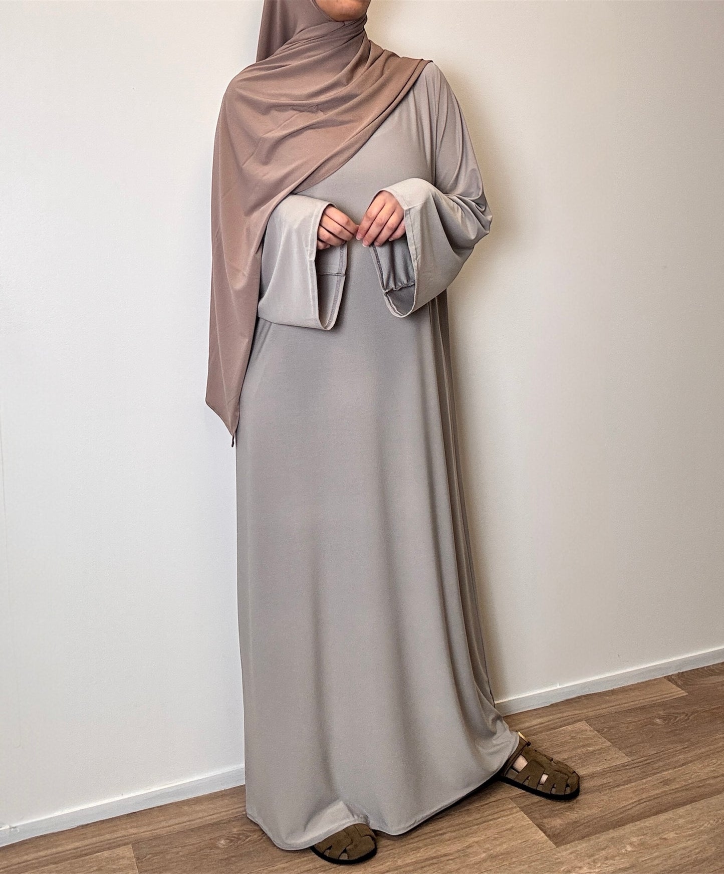Light taupe premium jersey abaya