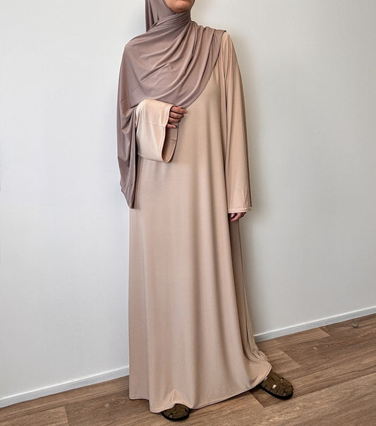 Nude premium jersey abaya