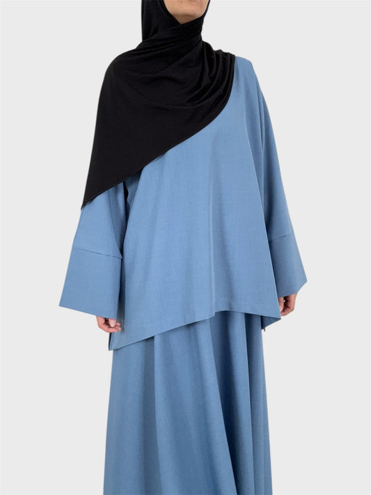 Blue set with flared skirt