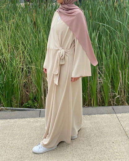 Robe cravate beige