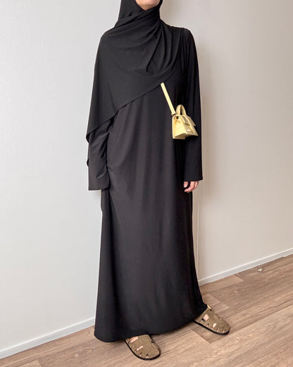 Abaya en jersey noir premium