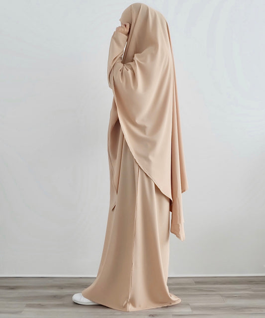 Beige set abaya and khimar
