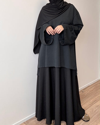 Black flared skirt