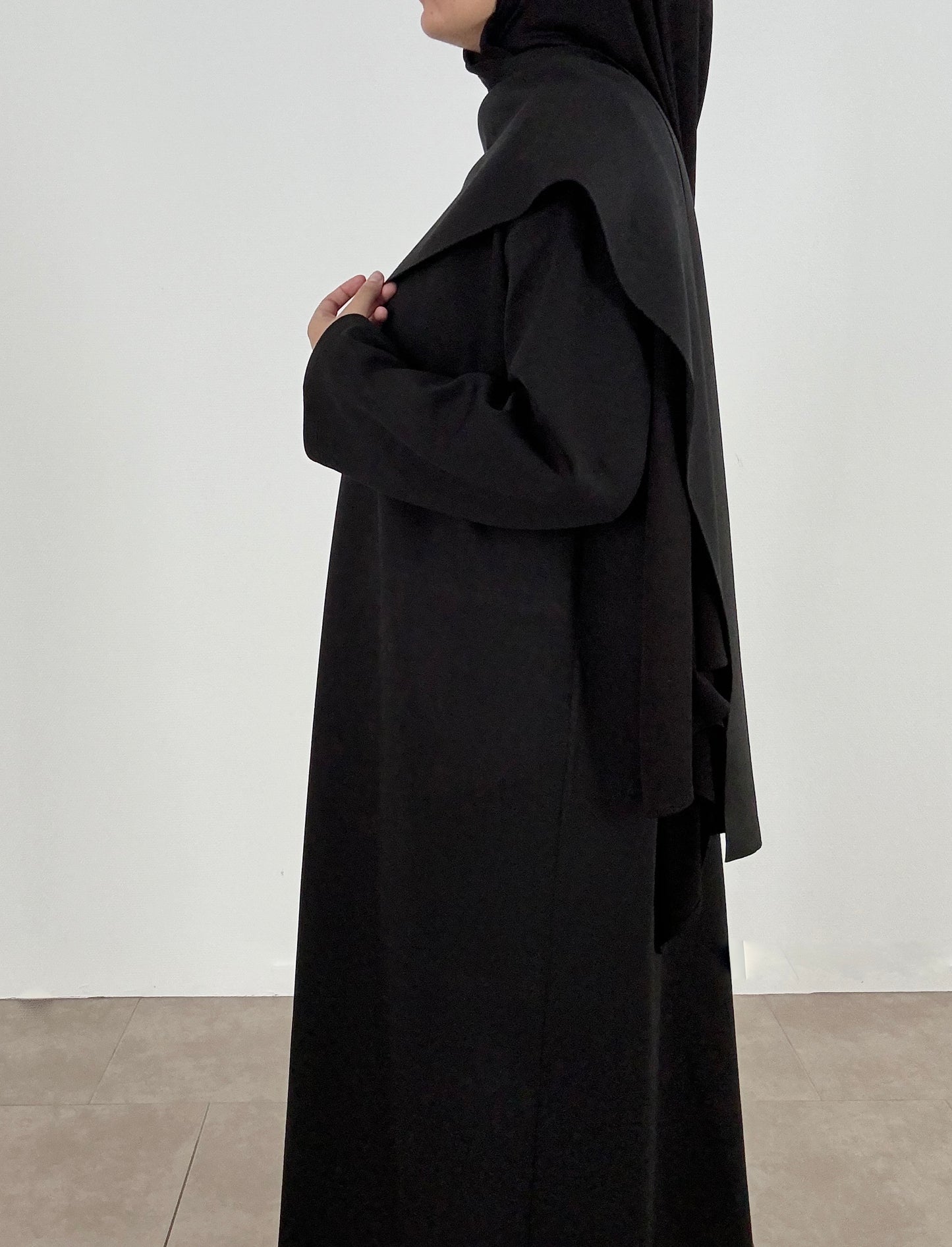 Black abaya with scarf collar