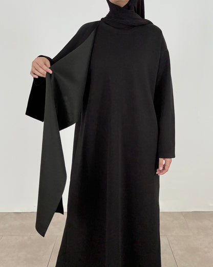 Black abaya with scarf collar